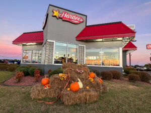 Hardee's restaurant decorated for fall