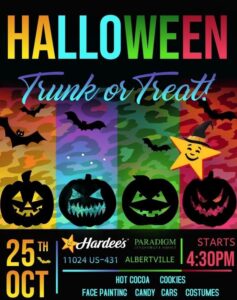 Halloween Trunk or Treat event at Hardees in Albertville. October 25th, 2022